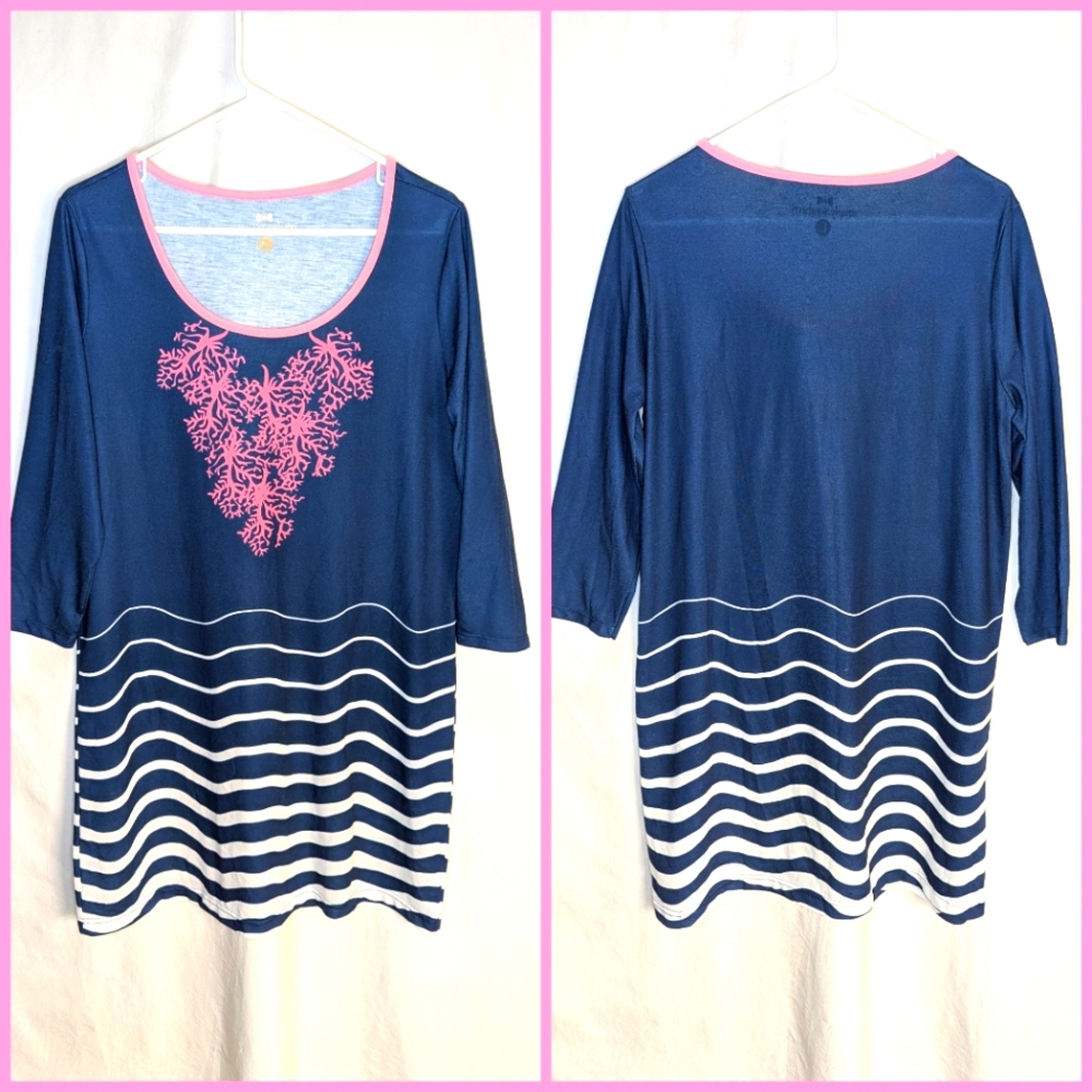Simply Southern navy pink dress coverup sz L